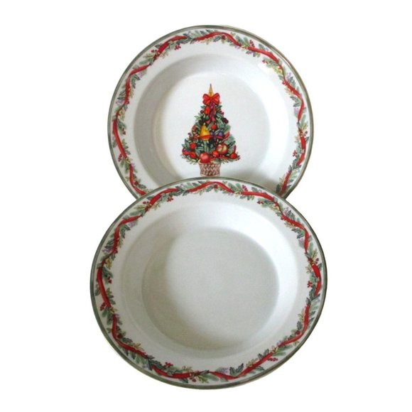 2 Vintage Dansk Nordic Holiday Rim Soup Bowls - Picture 1 of 6